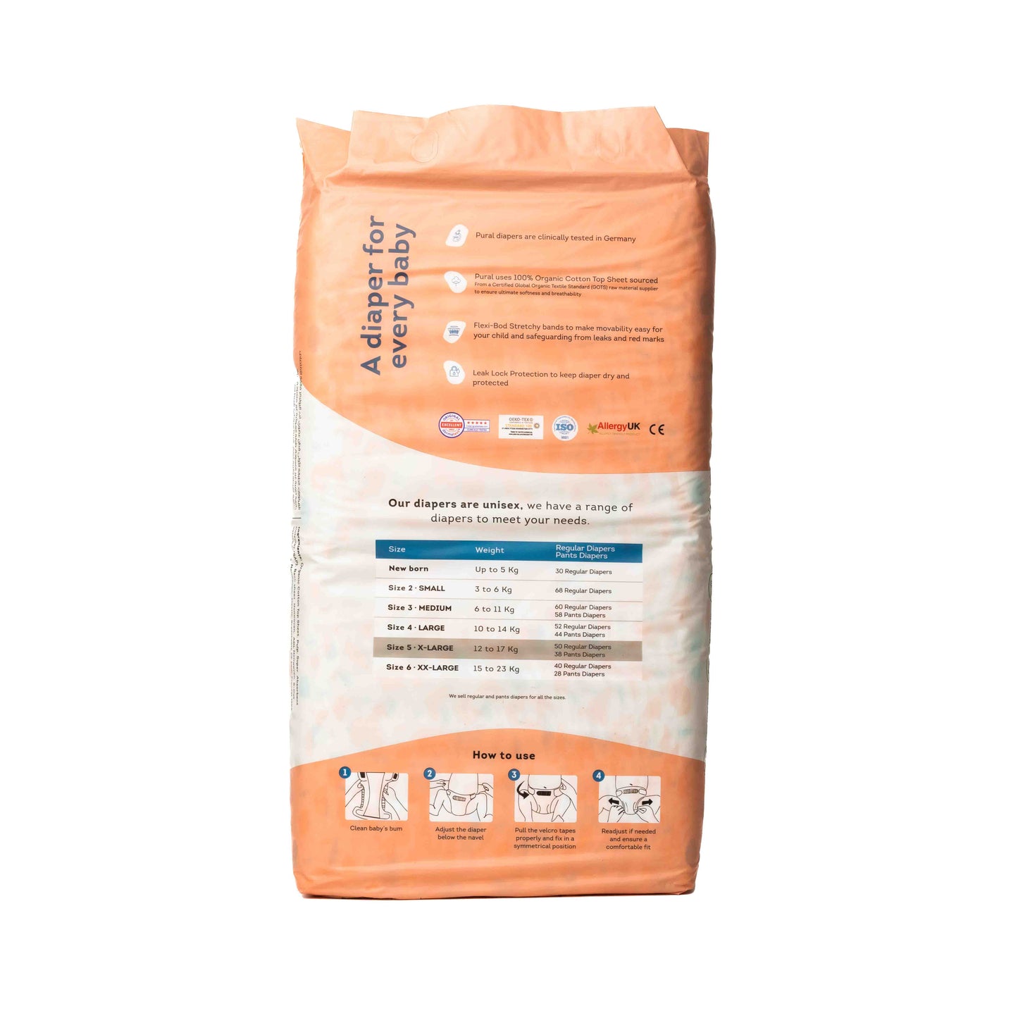 X-Large -حفاضات - من 12 كجم إلى 17 كجم (عبوة تحتوي على 50 قطعة)
