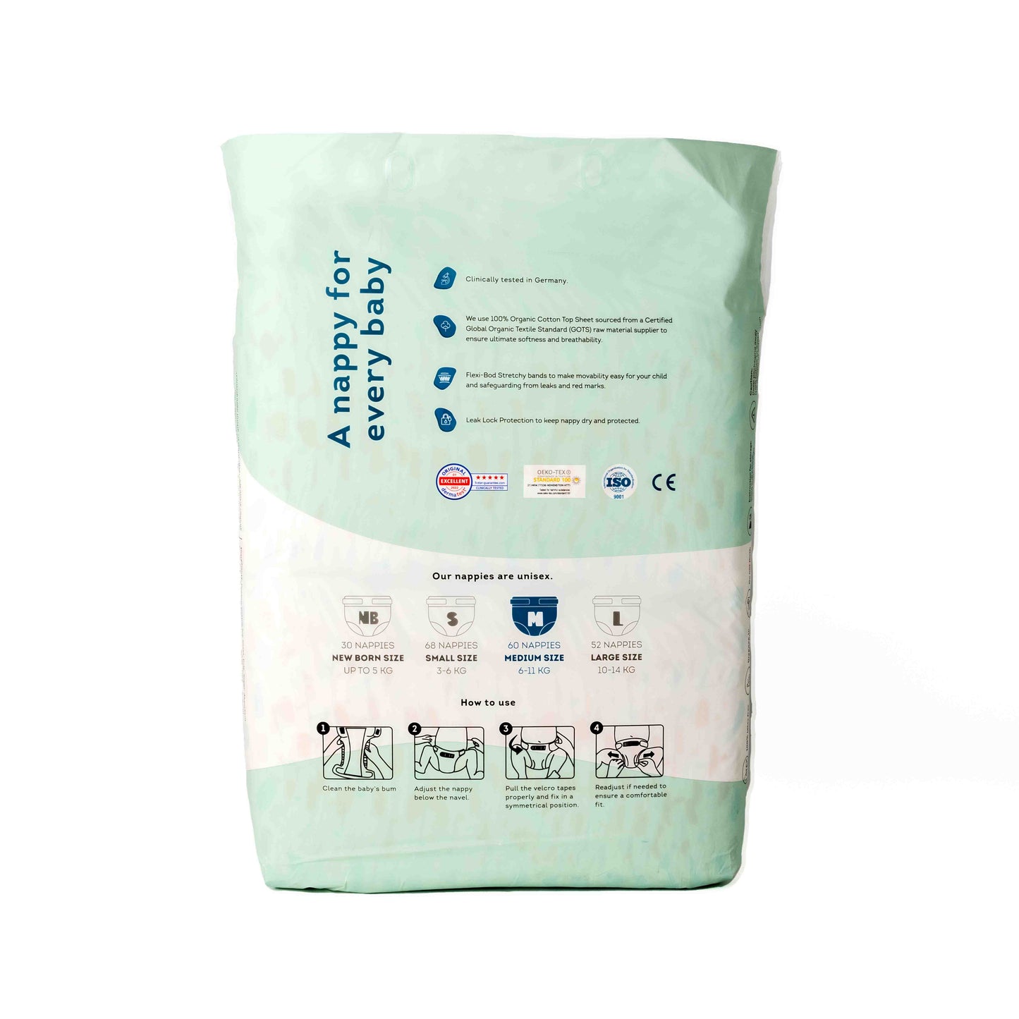 Diapers - Medium - 6KG to 11KG (Pack of 60)