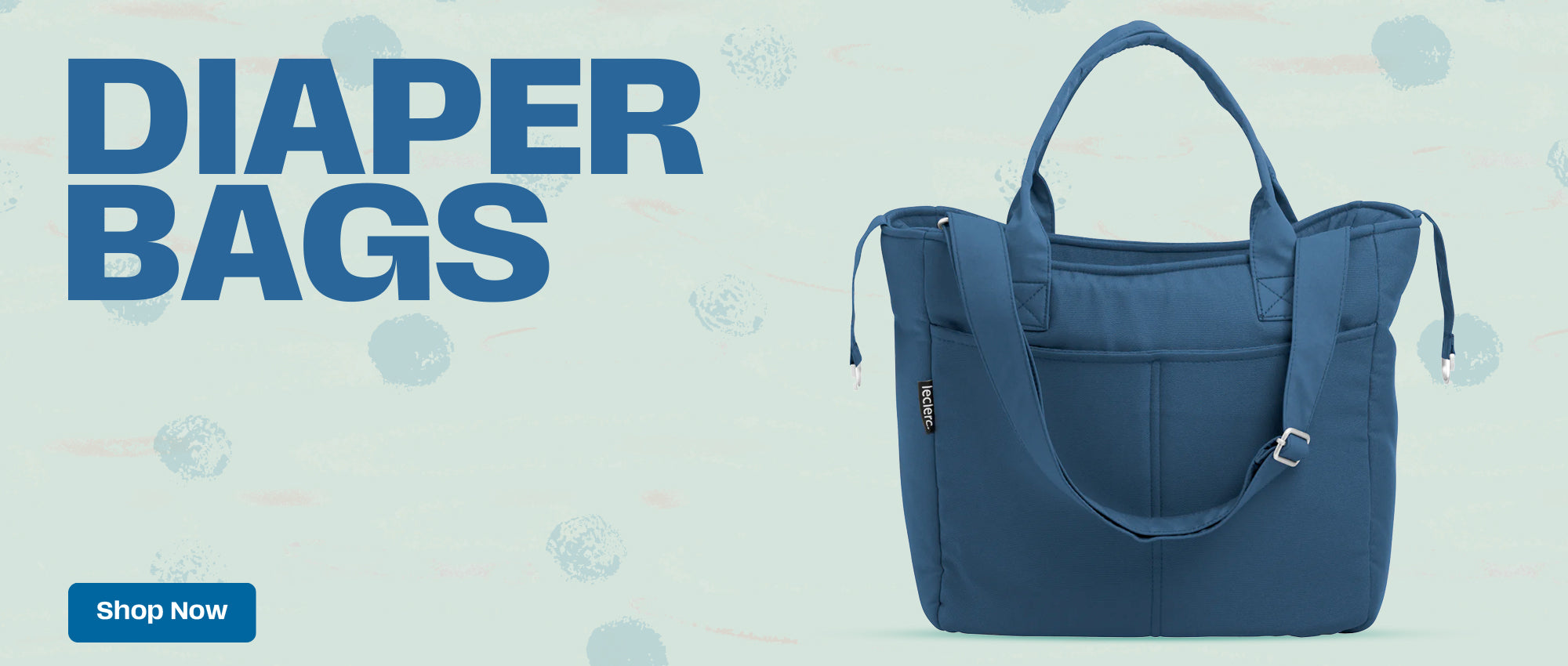 Blue Leclerc diaper bag for baby essentials