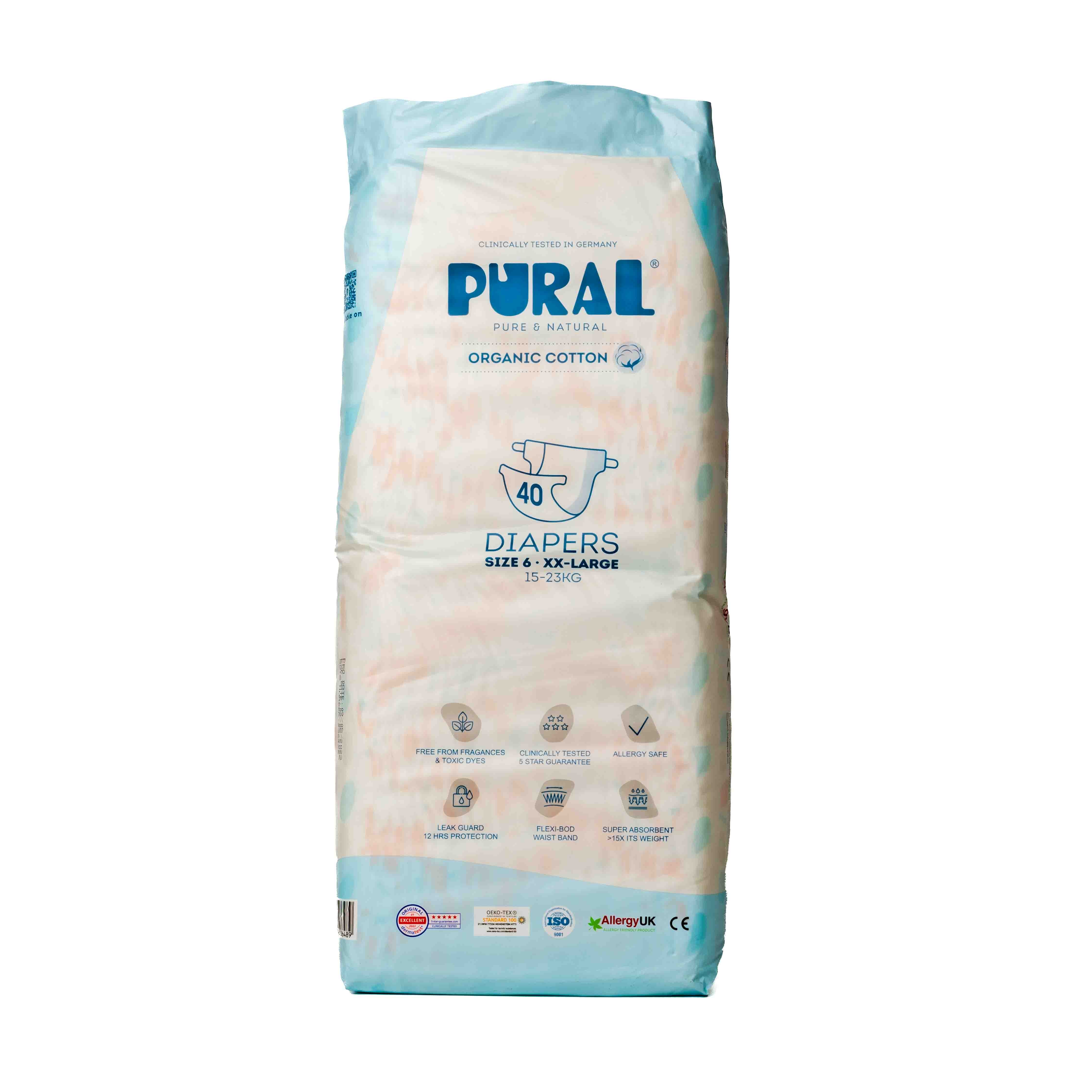 Diapers - XX-Large - 15KG to 23KG (Pack of 40) – PURAL
