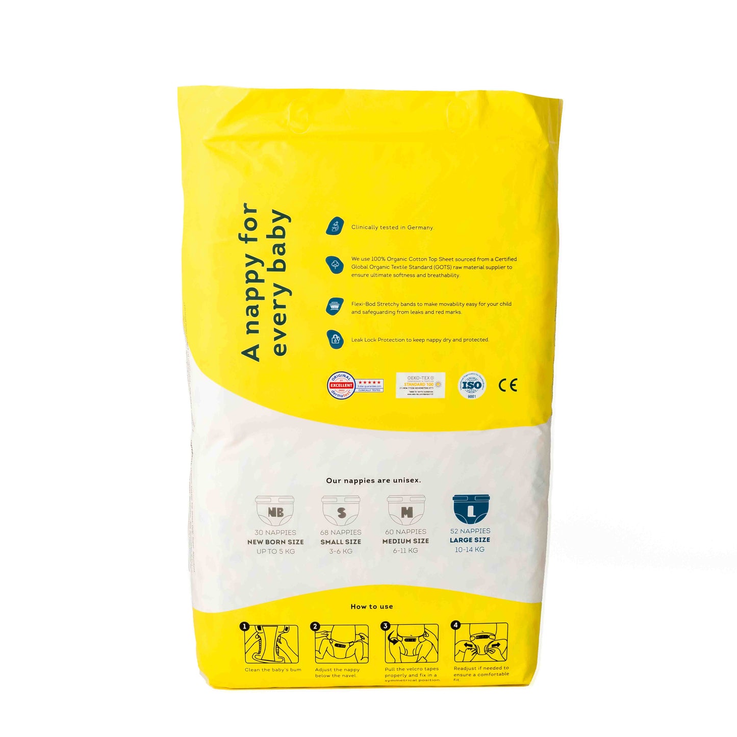 Diapers - Large - 10KG to 14KG (Pack of 52)